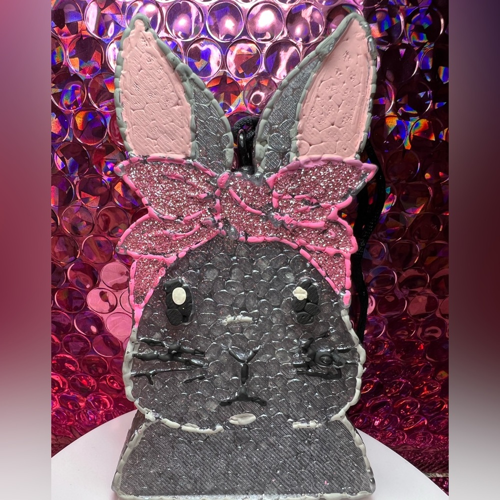 Gray and Pink Bunny Shaped Car Freshie
